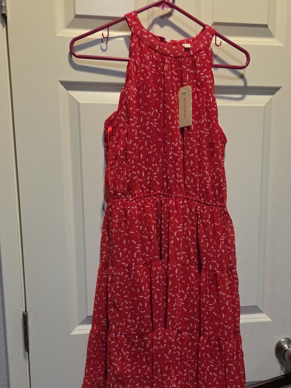 Monteau Red Printed Halter Dress